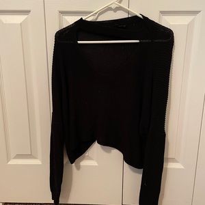 Small cropped black keyhole knit sweater